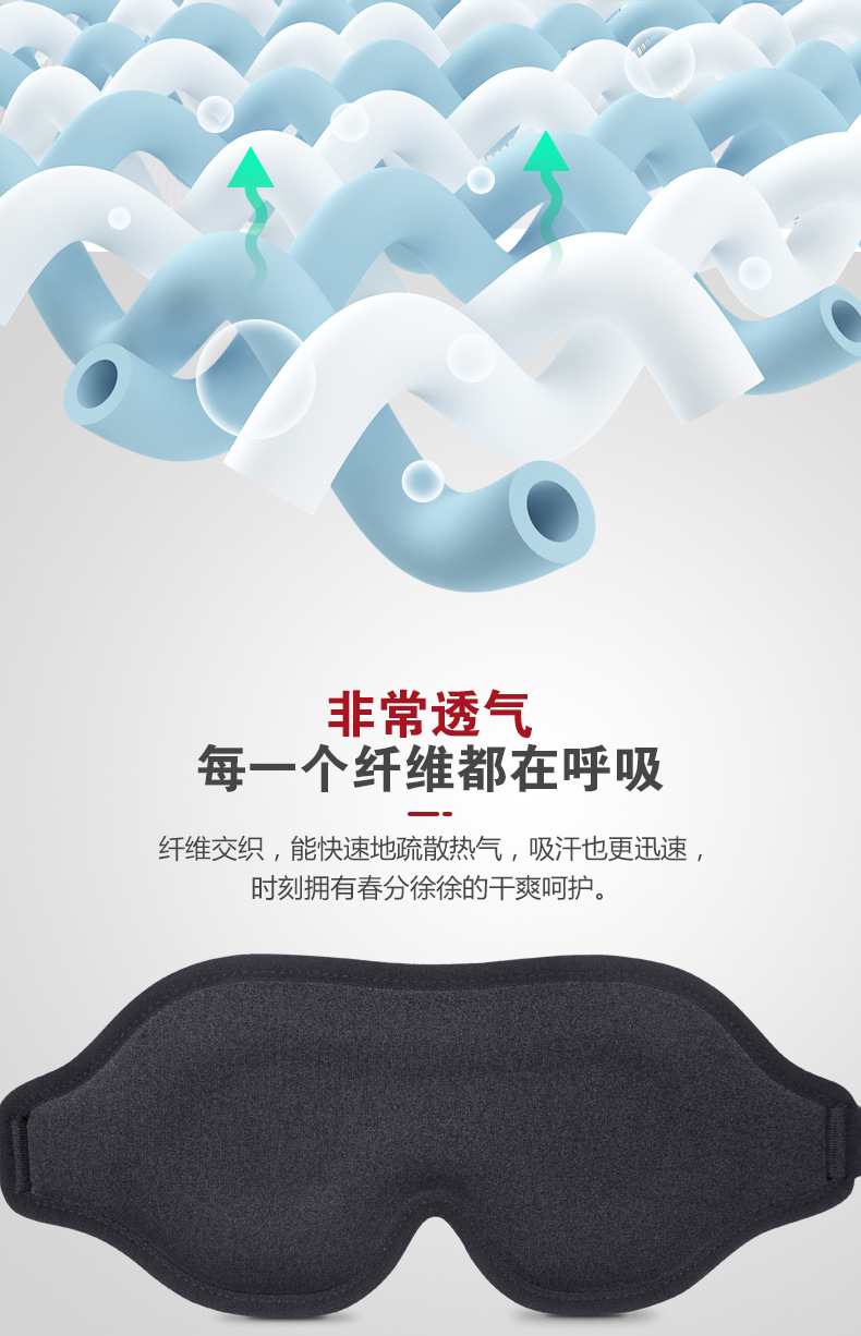 跨境眼罩冰丝莱卡3d遮光眼罩睡眠松紧调节旅行航空海绵立体护眼罩详情13