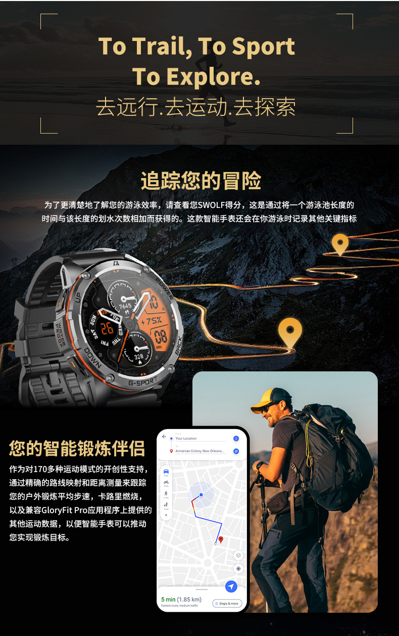 W30亚马逊畅销GPS智能手表健康心率监测防水蓝牙通话手环加工生产详情13