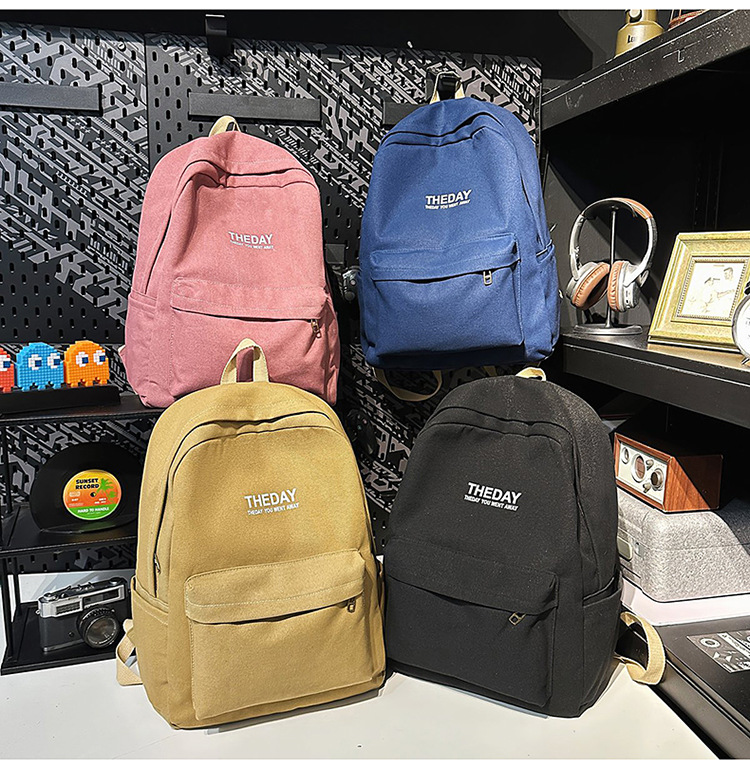 跨境港风双肩包男士大容量休闲韩版帆布大学生高中书包女潮流背包详情21