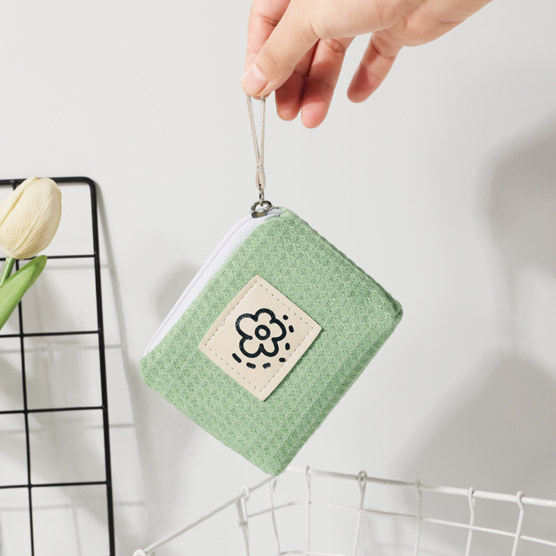 Ww日系可爱简约华夫格零钱包女小巧便携手腕包夏天花朵2024年新款详情4