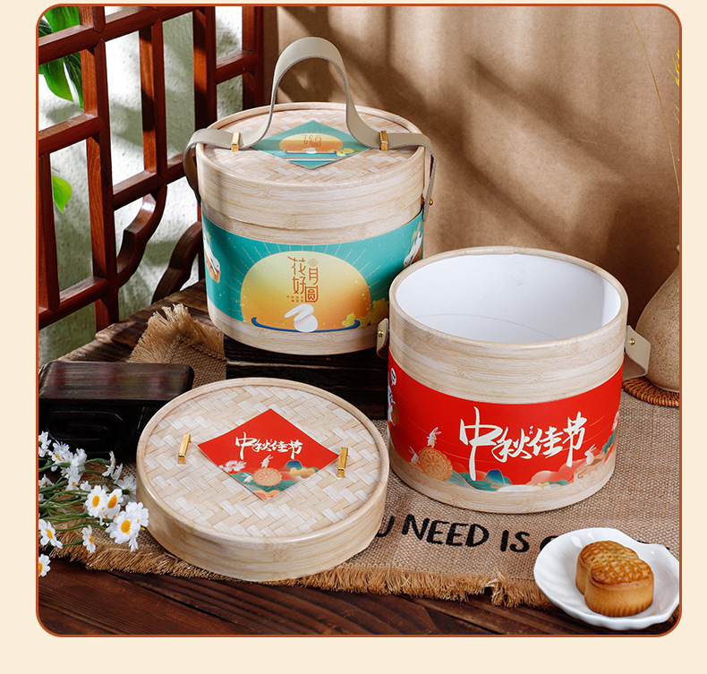 国潮 现货2025新款国潮中秋礼盒6粒装高级月饼手提折叠礼品包装盒附贺卡详情29