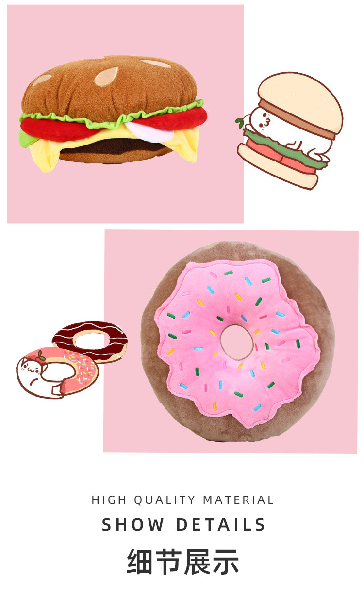 Simulated fruit throw pillow, plush hamburger, French fries cushion, cartoon ice cream doughnut, plush toy doll gift pic 10