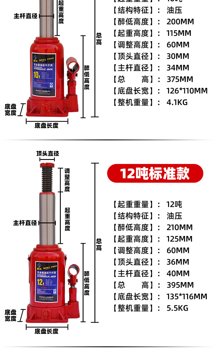 Hydraulic vertical 5-ton, 8-ton, 32-ton hydraulic 16-ton, 20-ton, 50t hand-cranked car jacks pic 11