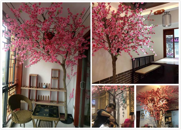 仿真桃花枝假梅花樱花枝客厅装饰绢花塑料花工程造景干花植物详情3