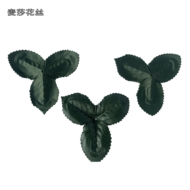 Green simulated triangular leaves, diy silk fabric artificial flower leaves, silk screen flower material accessories, simulated flower leaves and flowers pic 9