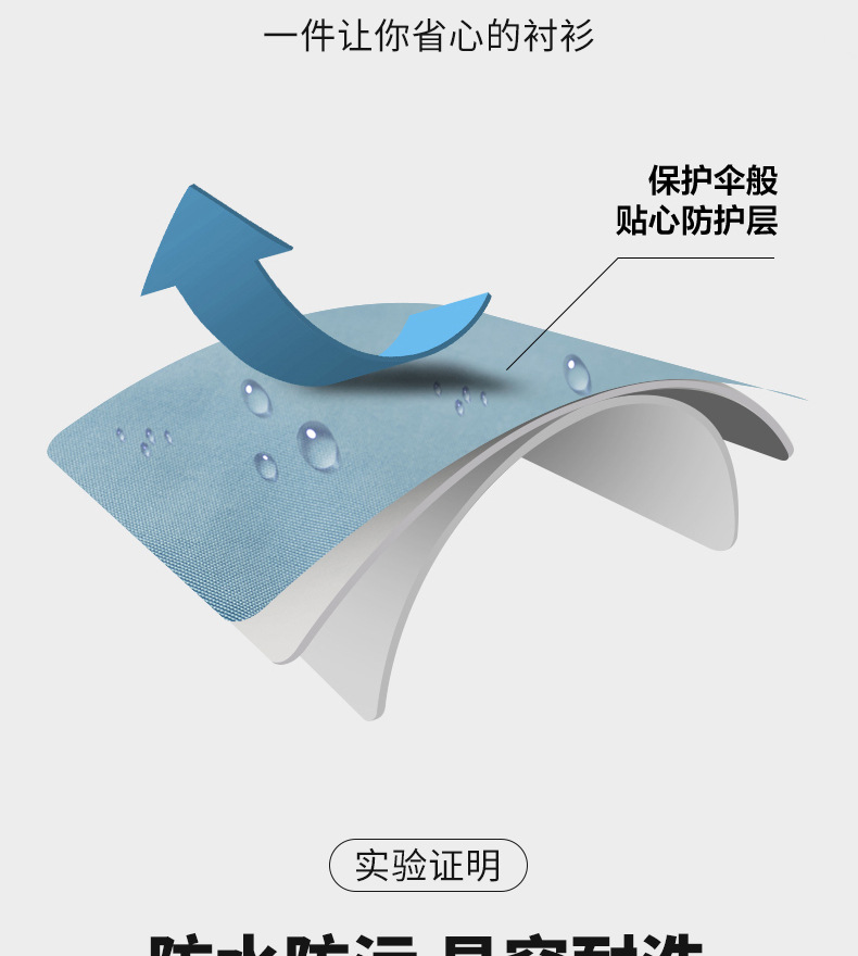 【三防黑科技】衬衫男长袖商务正装工装职业装免烫抗皱功能性衬衣 pic 6