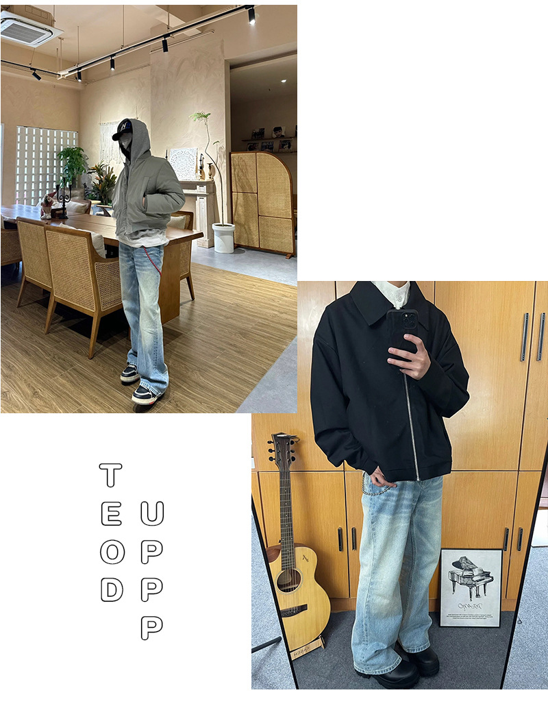 高货 冰蓝517风格水洗做旧猫须复古cleanfit直筒微喇男女牛仔长裤详情2