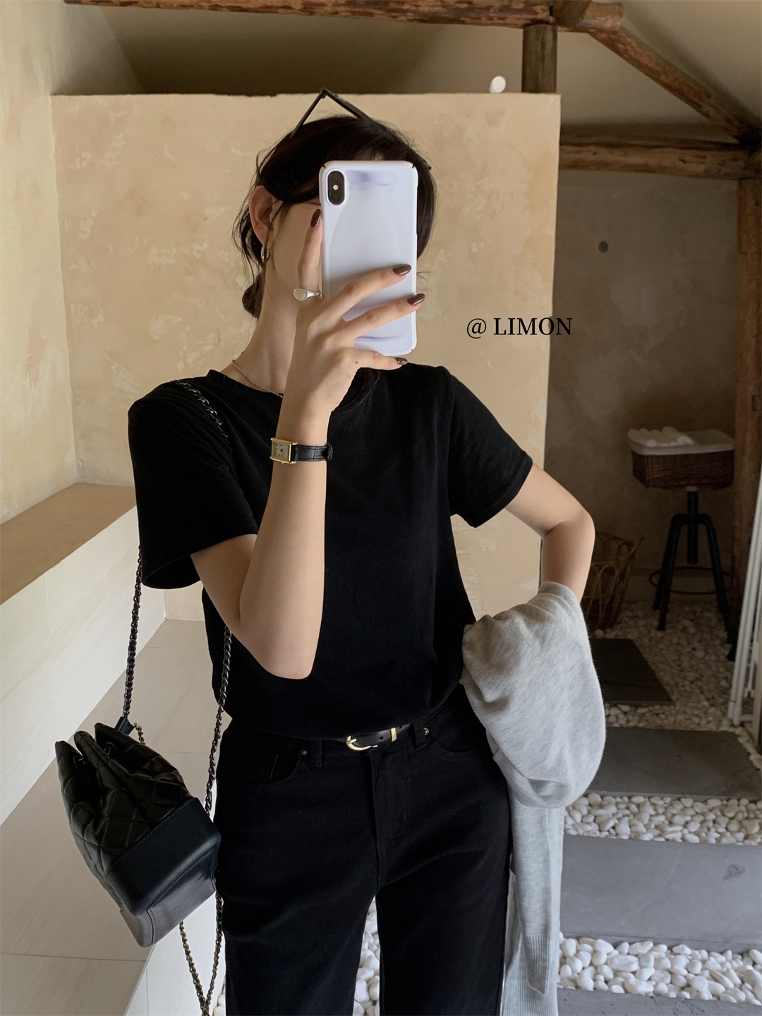 THE LEMON柠檬绿茶正肩磨毛短袖t恤女2024秋季新款百搭上衣打底衫详情51