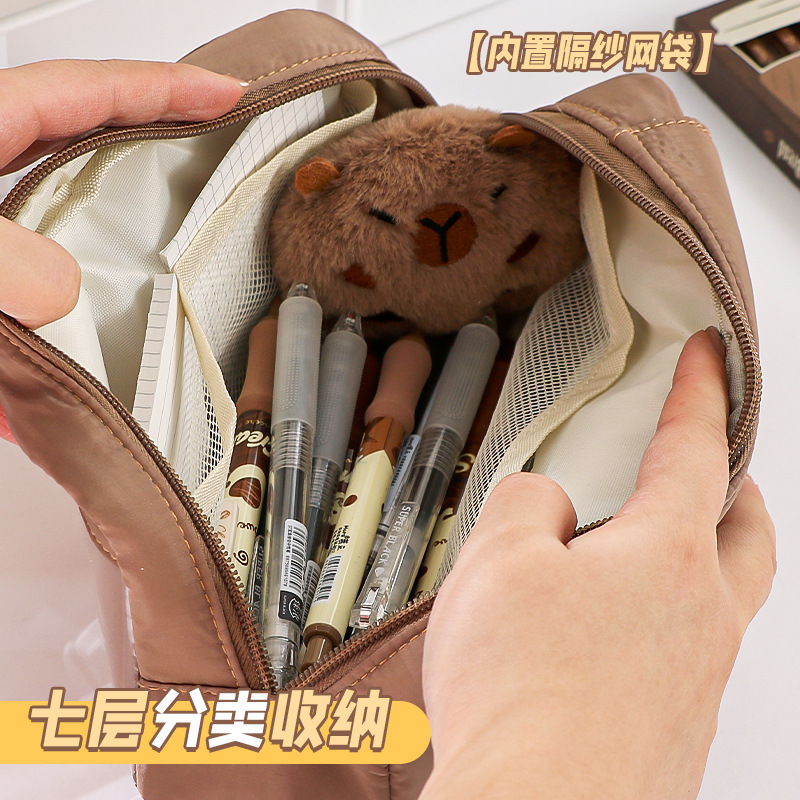 大容量透明笔袋美拉德大容量铅笔盒小学生新款多功能设计感文具袋详情9