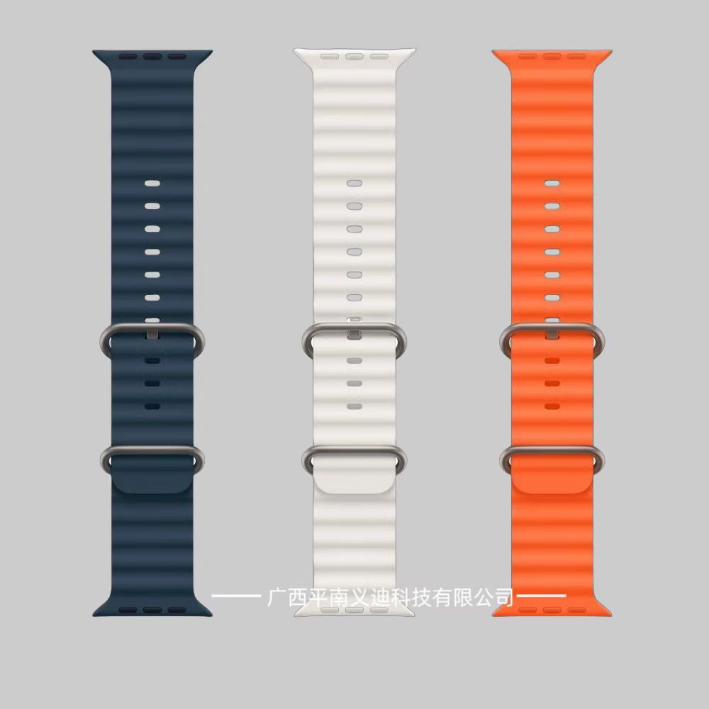 适用于iwatch苹果海洋系列表带硅胶专用日常运动百搭防水海洋表带详情7