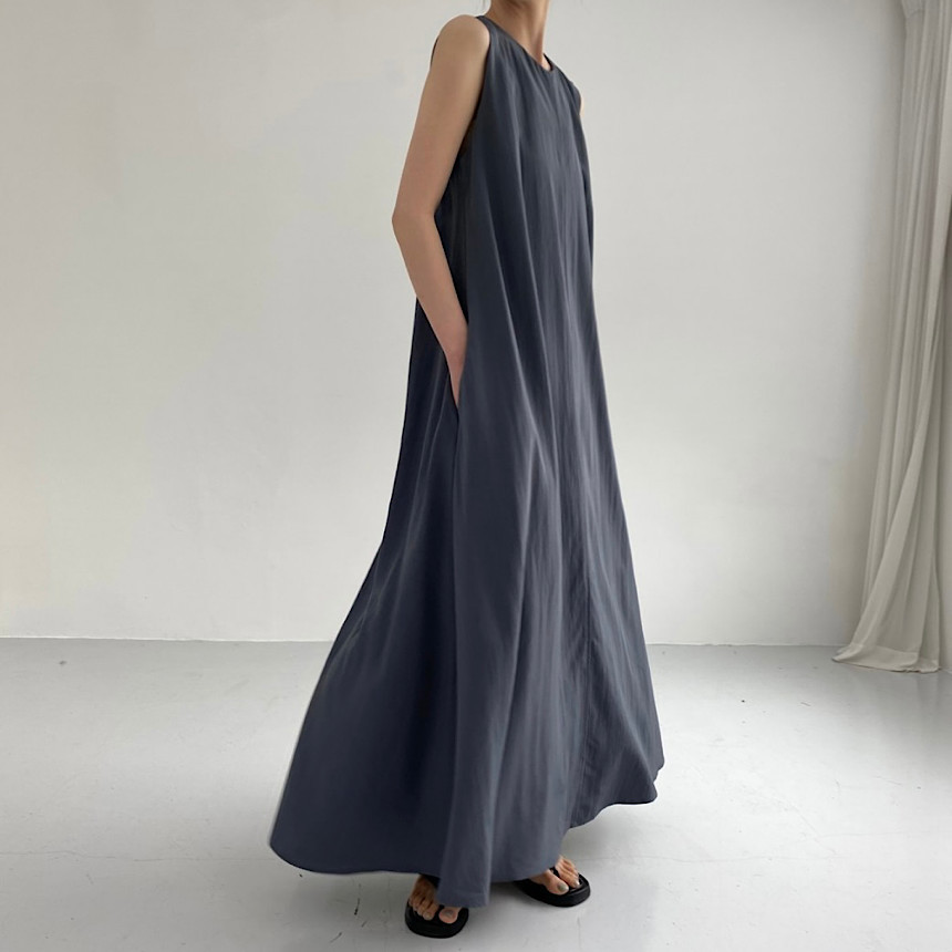 Cross-border bestseller 2024 Summer chic casual, simple and loose sleeveless long cotton and linen dress from Japan and South Korea pic 13