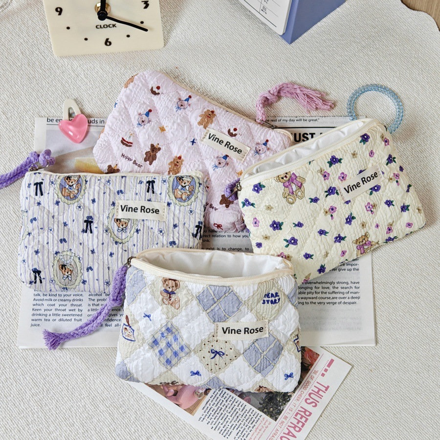 现货迷你小清新碎花绗缝棉零钱包2025新款便携旅行口红包收纳卡包详情4