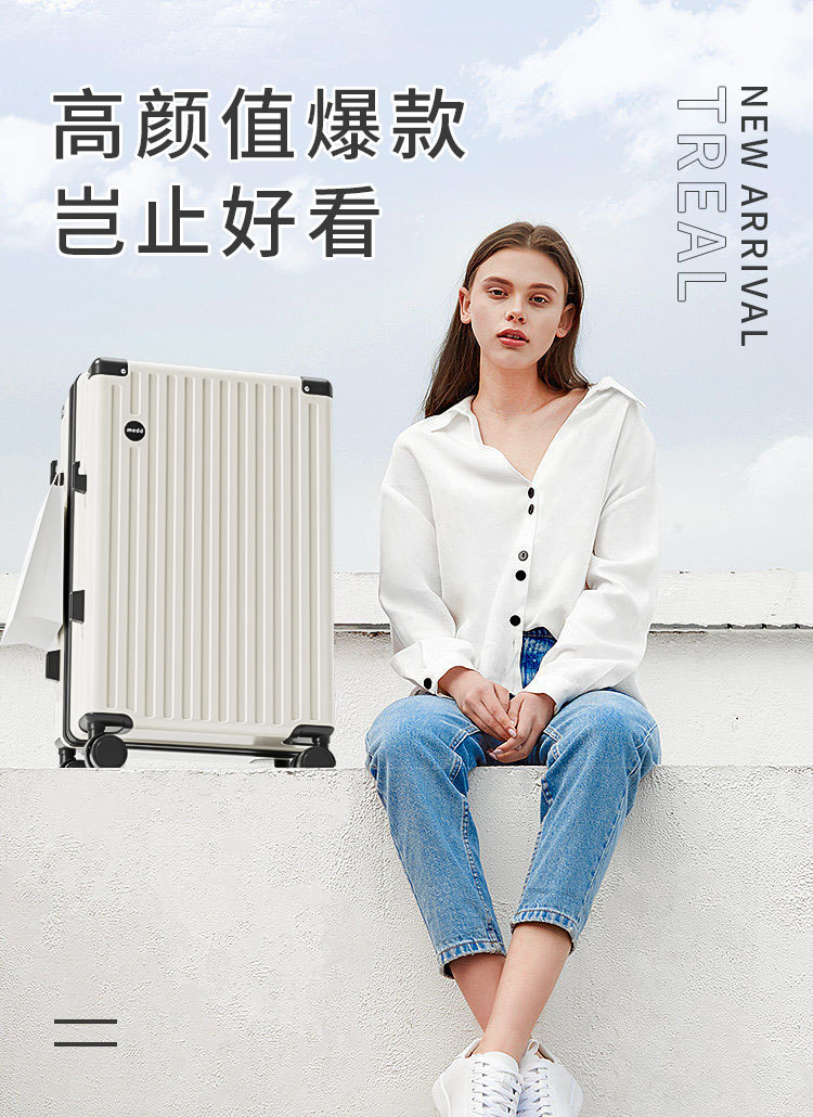 行李箱厂家代发 新款20寸休闲拉链旅行箱 静音杯架USB密码拉杆箱详情3