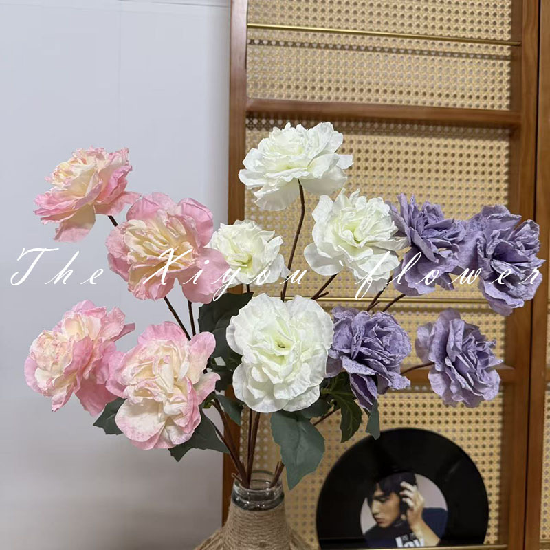 4 pieces of glazed peonies, dry-roasted peonies and paeonias, artificial flowers for wedding arrangements and home living room decoration pic 15