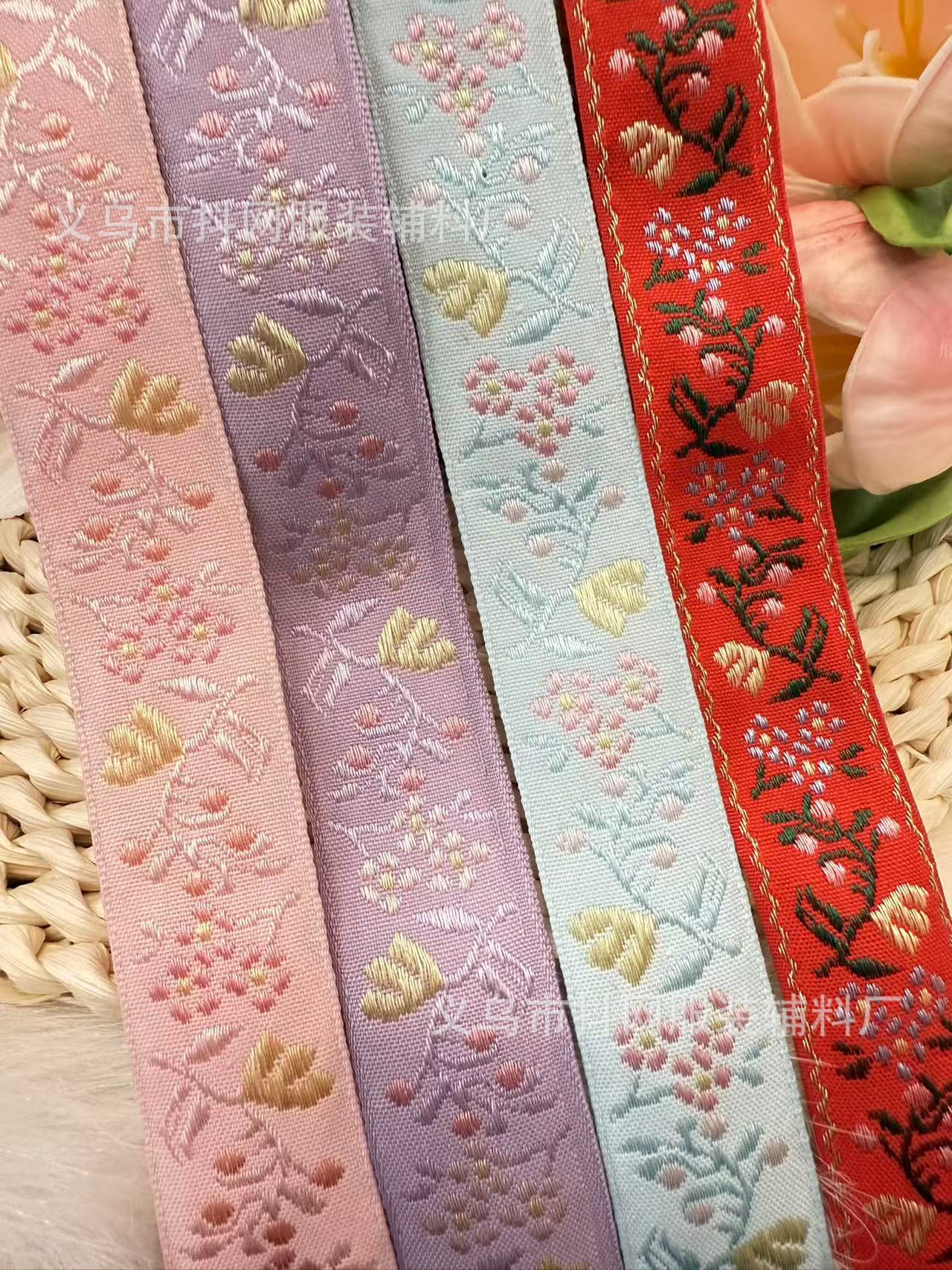 2.5cm Ethnic-style webbing, embroidery, DIY bow, hair accessory, headwear, clothing, border strap, retro Chinese style pic 9
