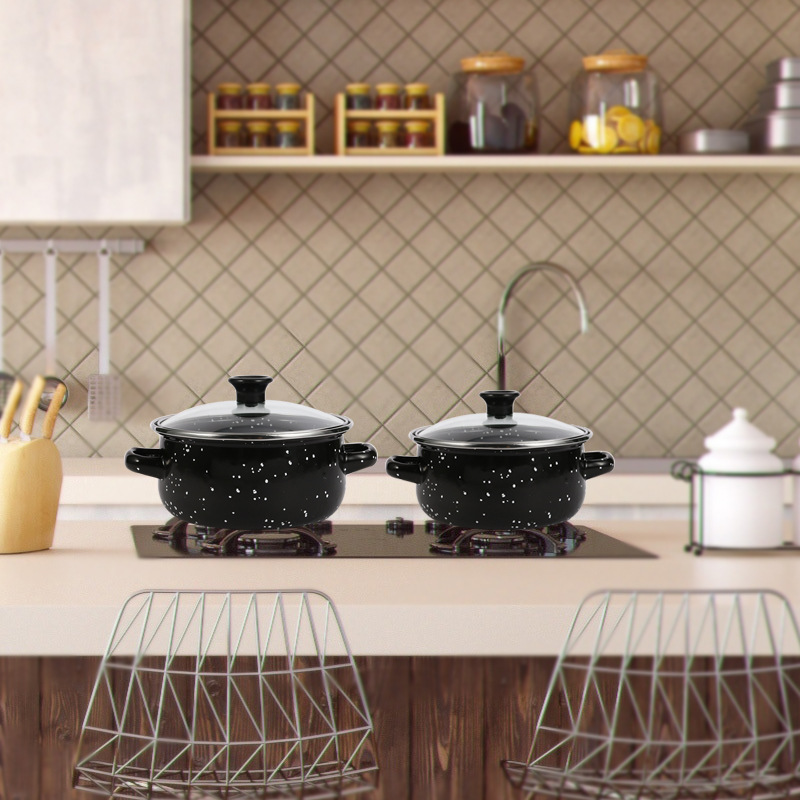 电磁炉汤锅搪瓷珐琅汤锅五层双耳汤锅带星点户外野餐锅带麻点炖锅详情11