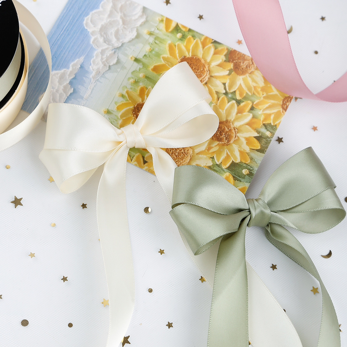 奈斯织带2.5cm双面加密丝带DIY涤纶缎带礼盒包装花束装饰蛋糕绶带服装配饰围巾丝巾防晒衣配件详情5