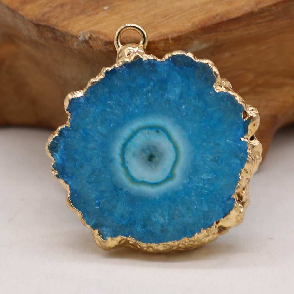 跨境天然不规则圆形玛瑙吊坠DIY饰品配件手工耳环项链制作批发详情30