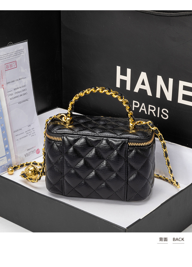 小香风盒子包包女士手提包2024新款时尚菱格链条包百搭单肩斜挎包详情19