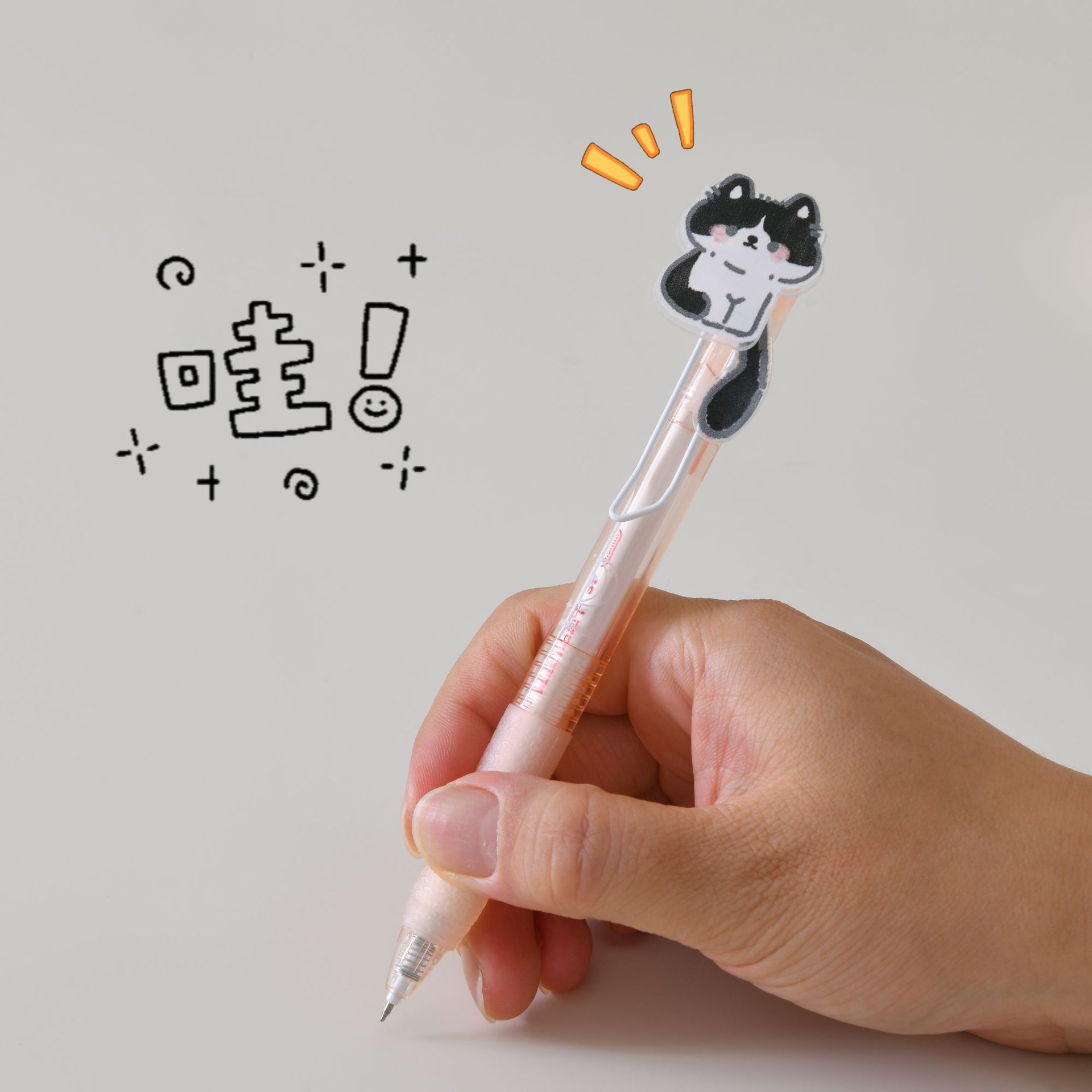 New cat tail press gel pen 0.5mm black pen, smooth and cute design for exam writing, anti-slip handle stationery pen pic 3