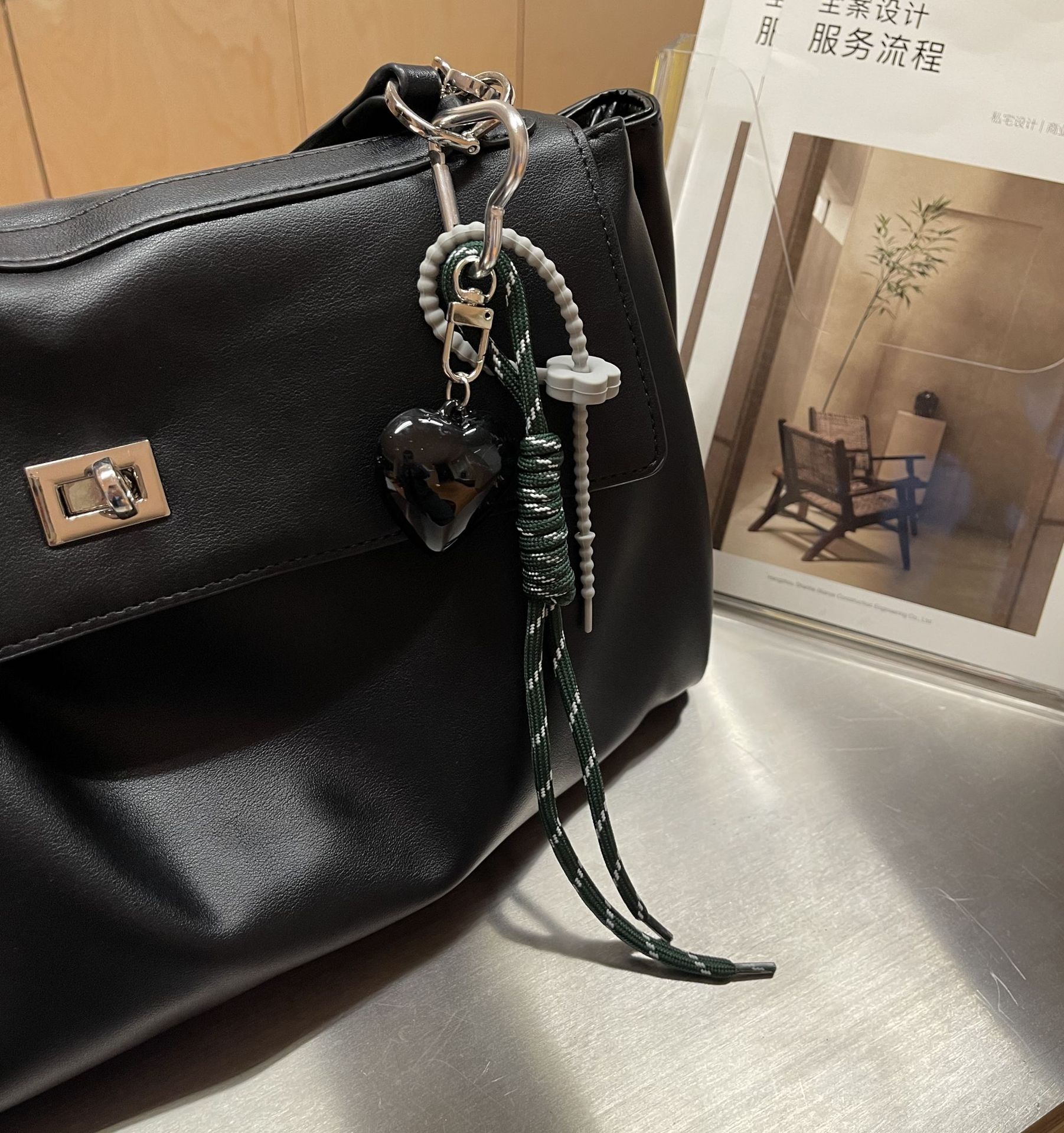 2024 New miu series style Angola Red large heart woven rope keychain pendant, bag decoration pendant, keychain pendant pic 4