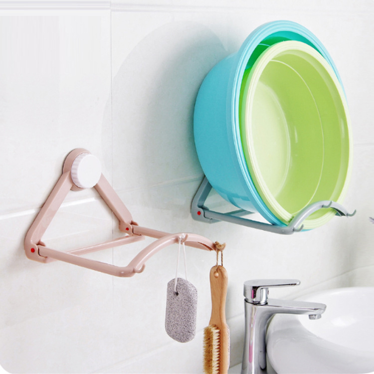 Bathroom powerful suction cup basin stand storage rack, bathroom wall-mounted basin storage rack pic 2