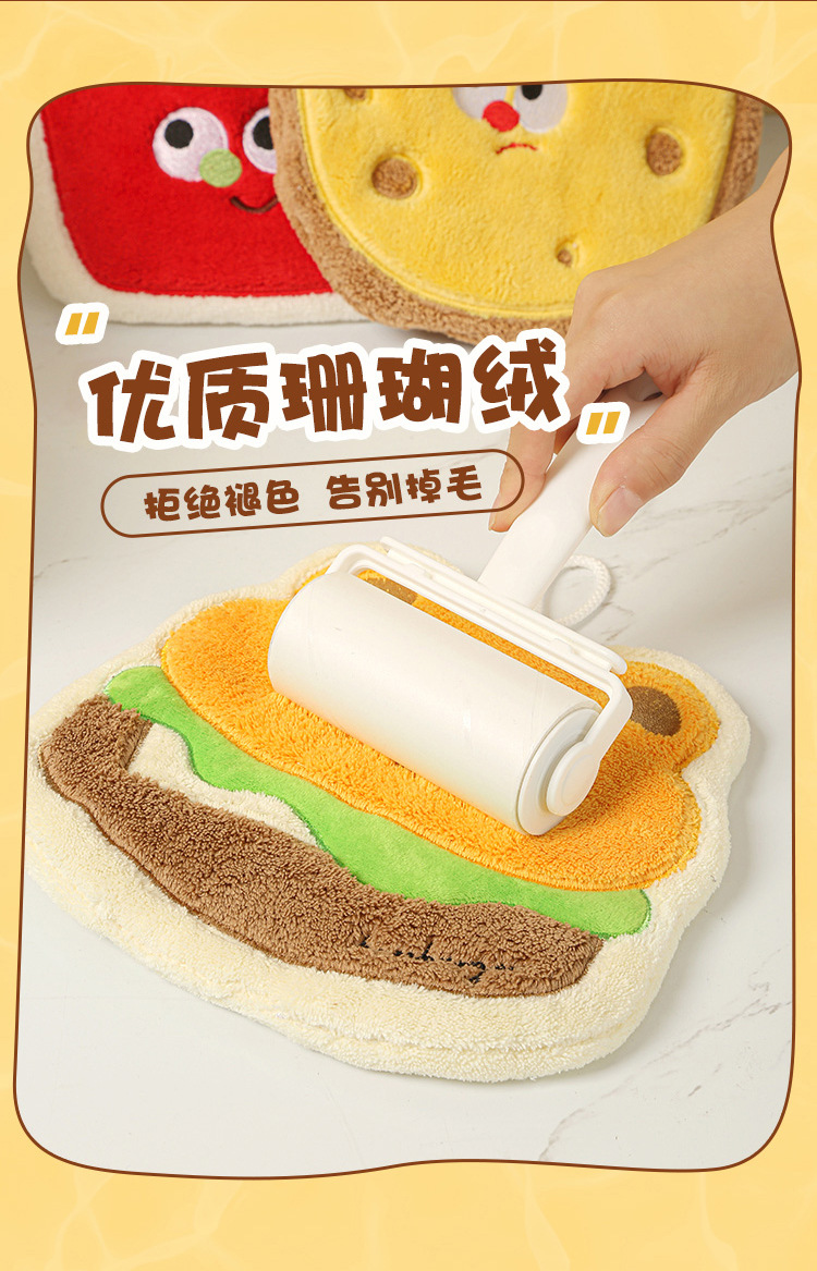 可挂式加厚烘焙造型卡通儿童擦手巾吸水珊瑚绒小方巾厨房浴室两用详情9