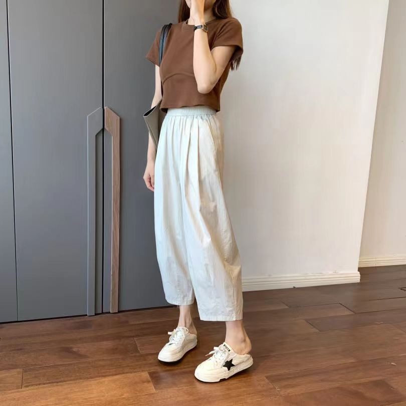 薄款阔腿九分裤女夏纯棉休闲直筒萝卜裤小个子日系显瘦宽松工装裤详情37