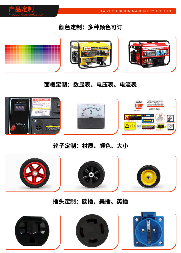 Bison便携8kw5kva三相110v 220v静音变频小型家用汽油发电机组详情3