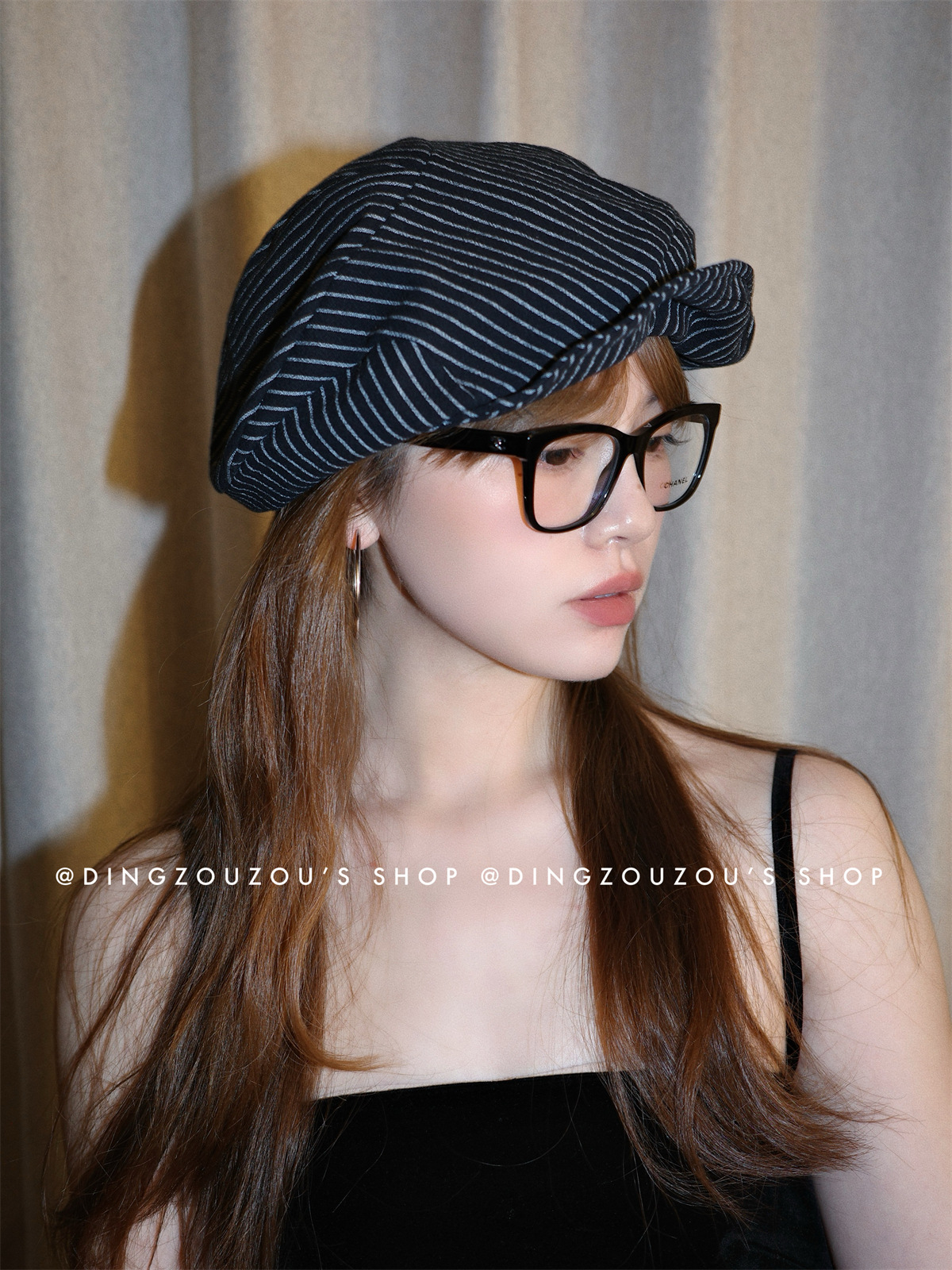 The new Japanese-style artistic striped cotton and linen beret for children shows off their faces in spring and summer. The small newsboy hat and the retro painter hat trend pic 9