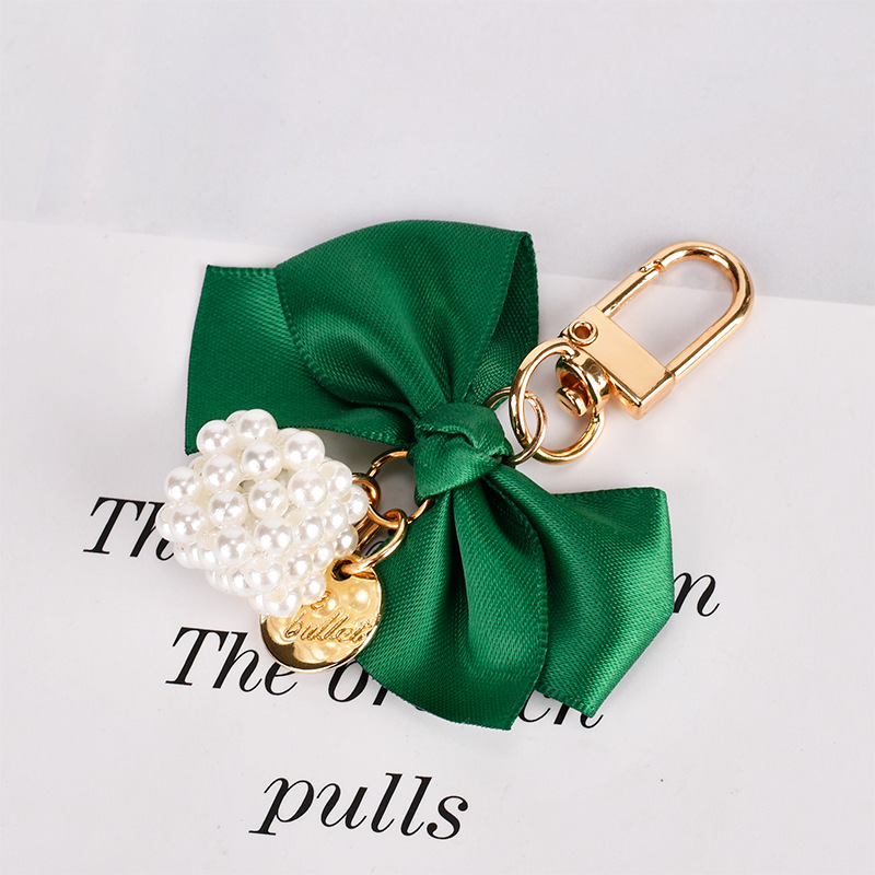 创意珍珠蝴蝶结汽车钥匙扣挂件小清新彩色织带蝴蝶结珍珠魔方配件详情9