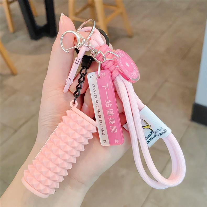 运动健身钥匙扣解压瑜伽泡沫轴创意男女挂件哑铃书包周边运动挂饰详情5