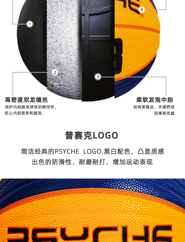 华飞3x3篮球6号波浪纹室内外比赛三对三用球3V3吸湿PU篮球定制详情7