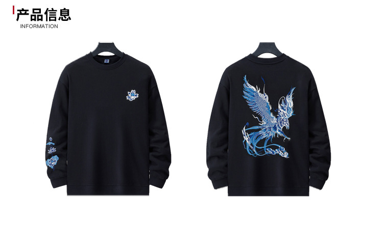360g otoño invierno nuevo hombre cuello redondo sudadera país de la moda holgada tamaño grande moda marca de moda bordado algodón manga larga top pic 8