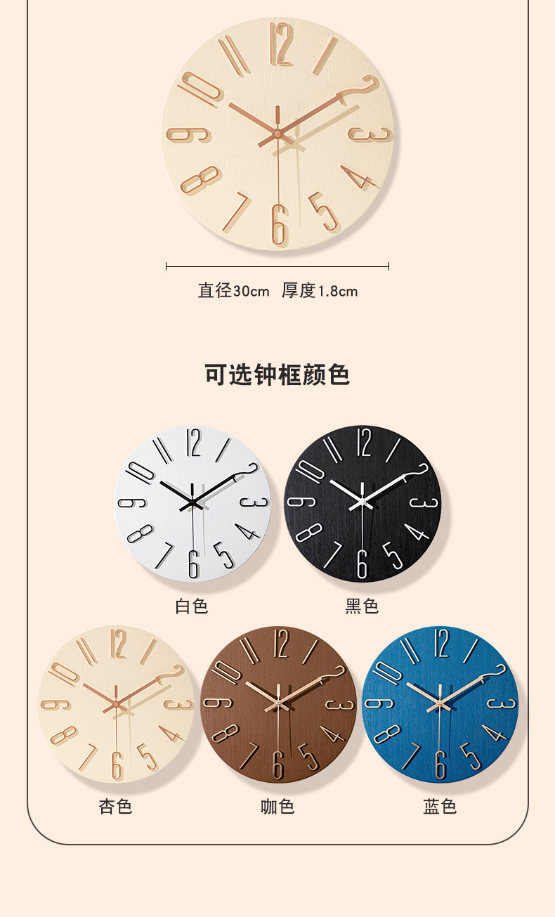 亚马逊立体时钟客厅挂钟简约挂墙家用创意时钟装饰钟表wall clock详情15
