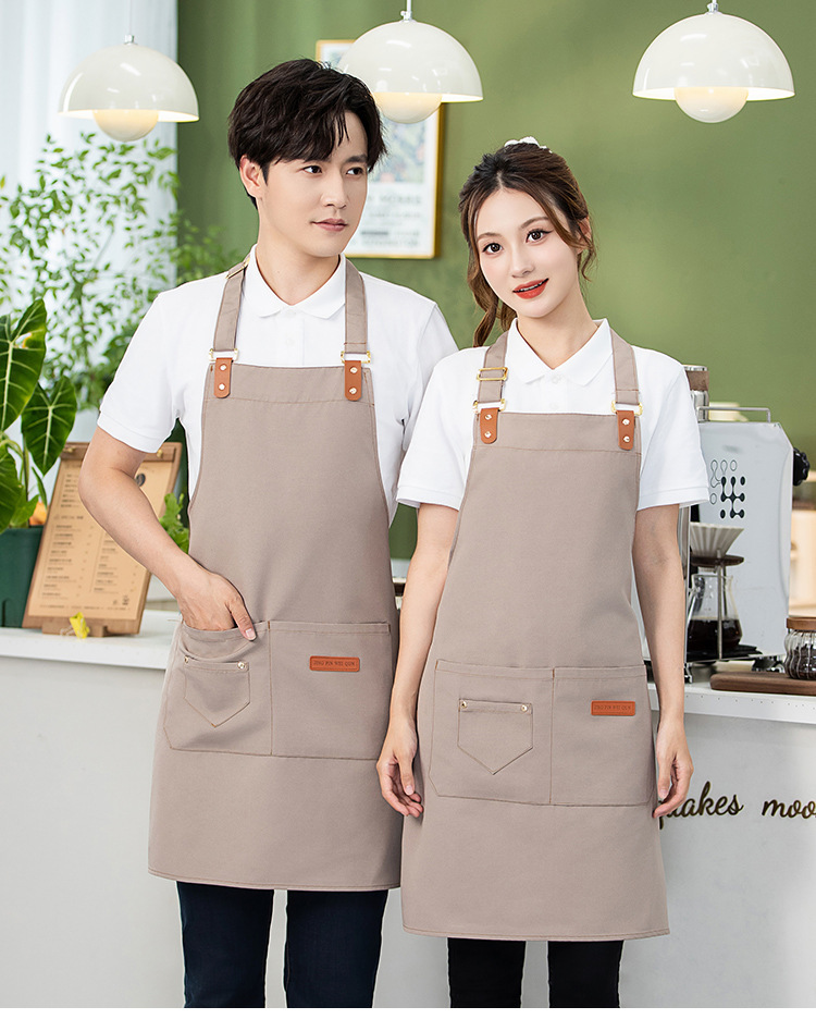 帆布围裙logo印字美甲烘焙咖啡奶茶店理发师防水防污耐穿的工作服详情28