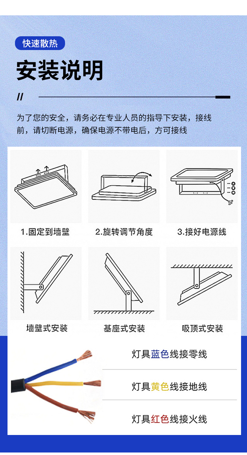 速卖通热卖LED防爆灯一件代发太阳花LED投光灯户外照射灯工厂直销详情14