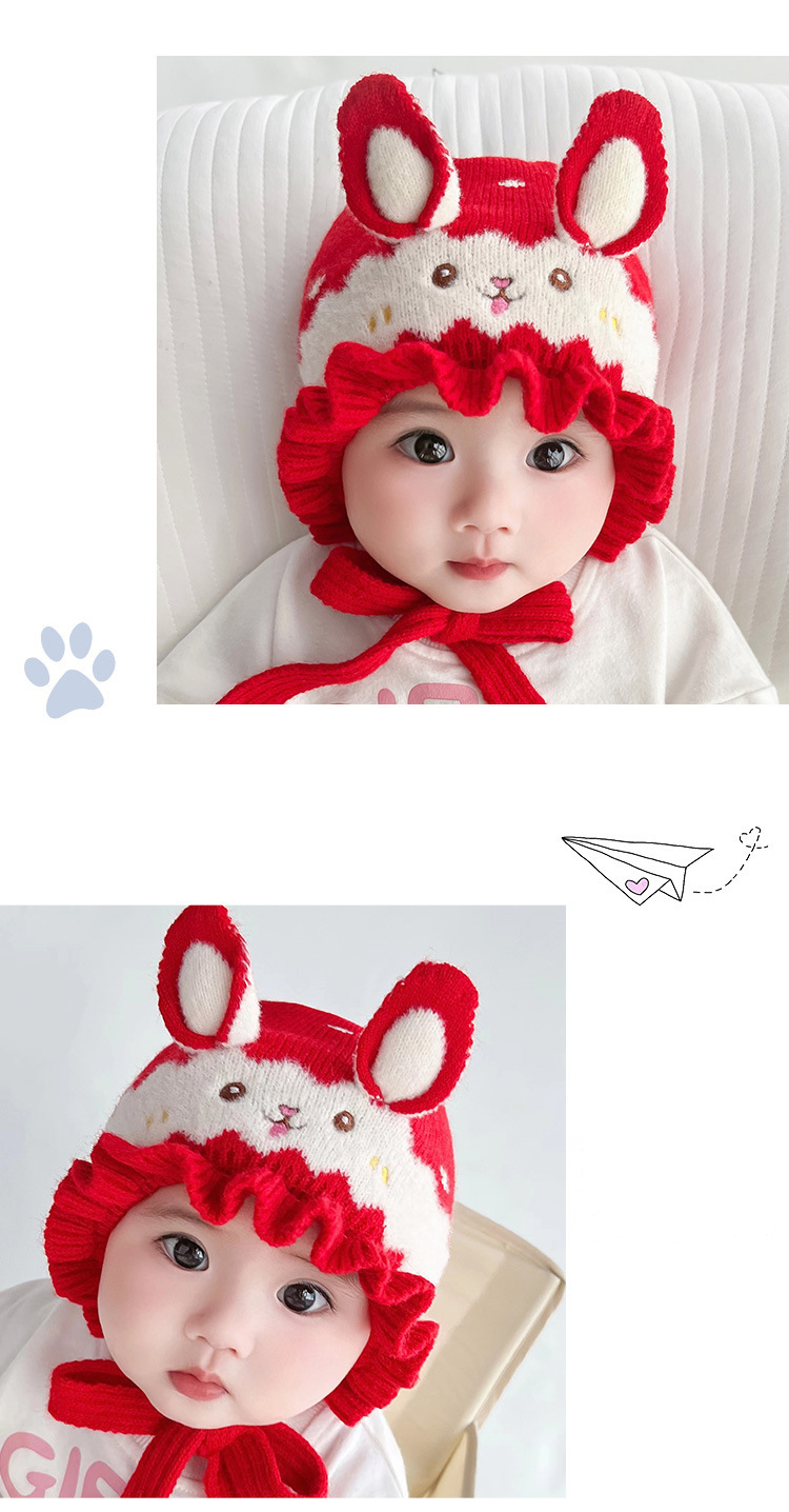 婴儿帽子秋冬款可爱超萌护耳新款男宝宝女童新生儿针织毛线儿童帽详情2