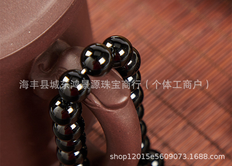 天然黑曜石散珠diy乌金黑曜石手链半成品纯黑7A黑曜石DIY隔珠饰品详情19