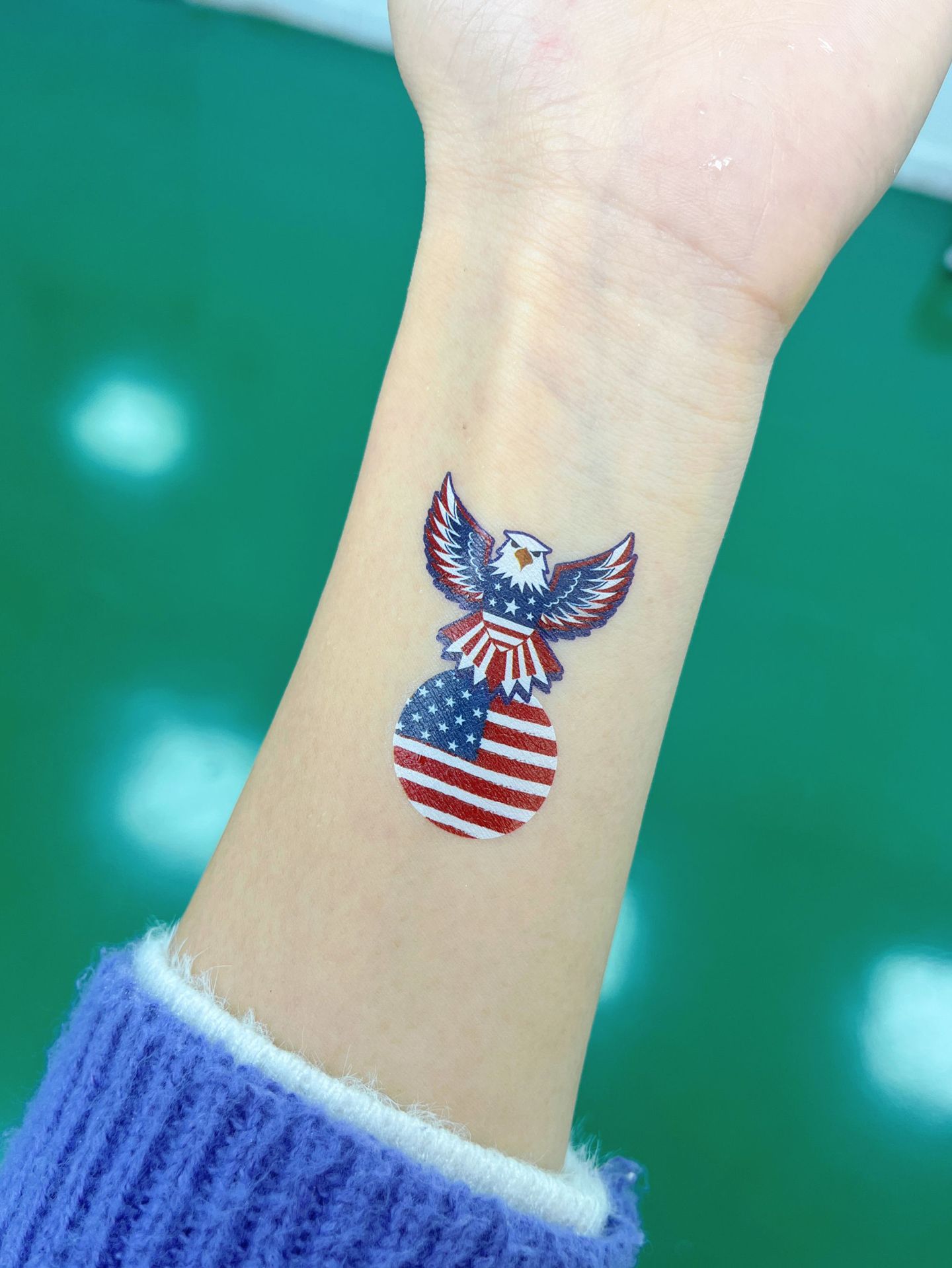 跨境防水美国国旗纹身贴背带领结长派对道具筒袜纹身 独立日贴纸详情3