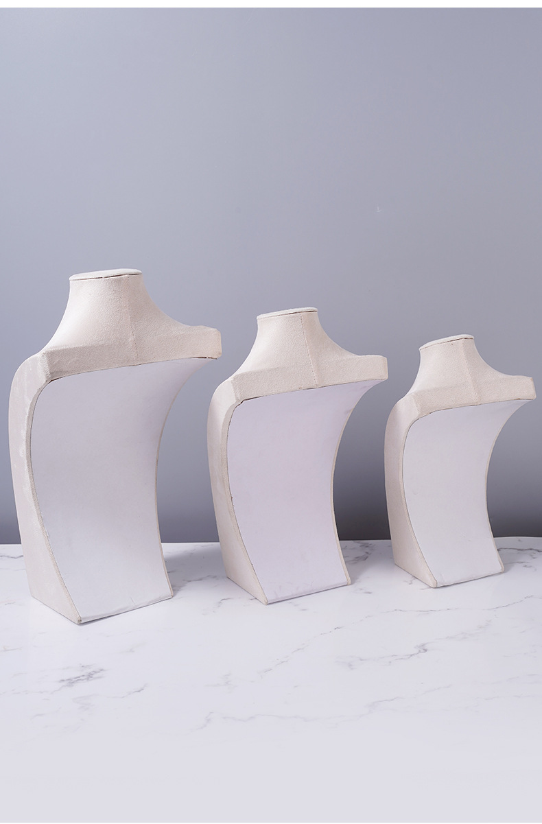 Velvet necklace display stand, portrait model jewelry stand, necklace neck model counter display prop, necklace stand pic 26