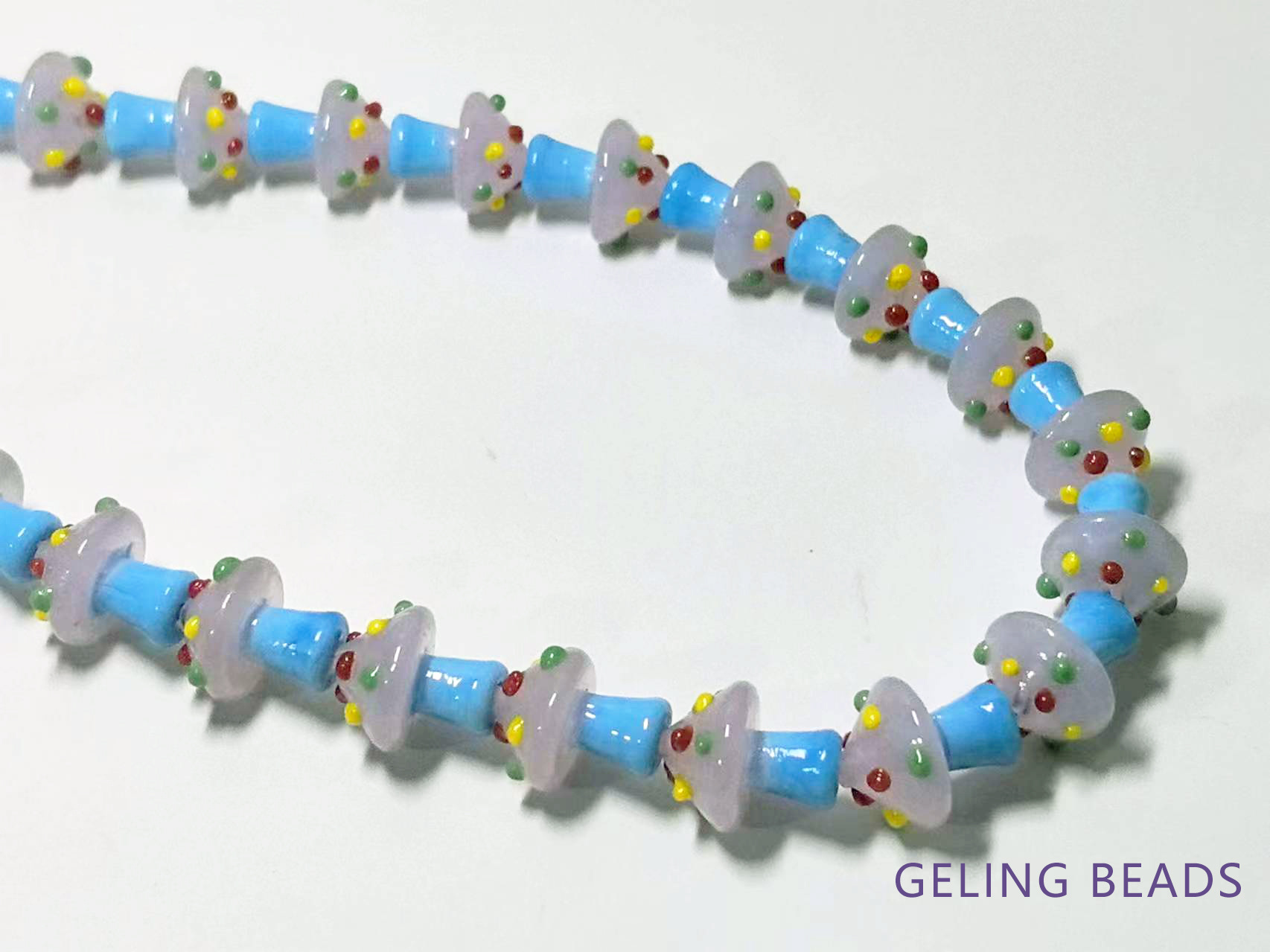 精美古法灯工香灰琉璃蘑菇耳环项链手链手机链斜挎链DIY饰品配件详情11