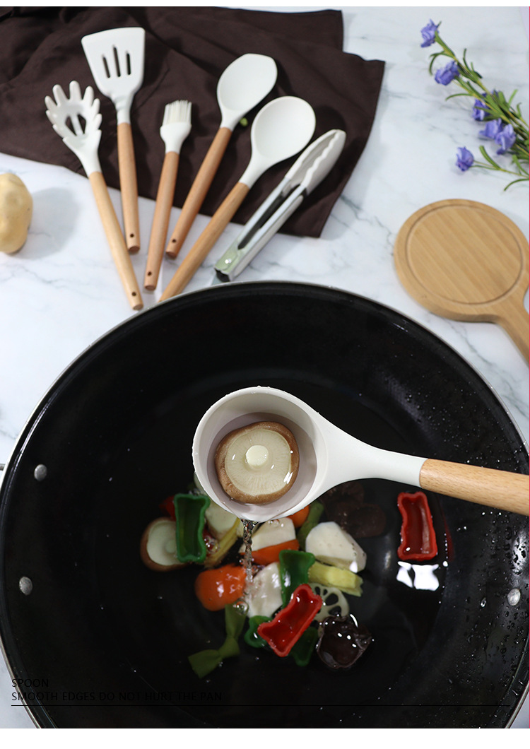 跨境硅胶锅铲汤勺12件套不粘锅硅胶铲食品级硅胶厨具套装现货批发详情13