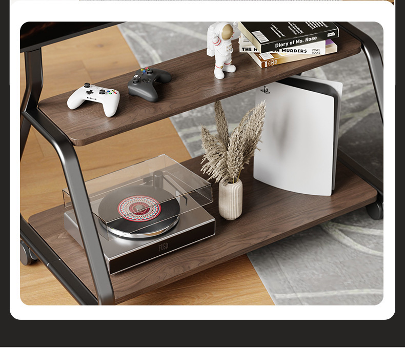Wholesale of universal TV mobile stands, cold-rolled steel wood grain TV stands, artistic stands for living rooms and bedrooms, and trolleys pic 5