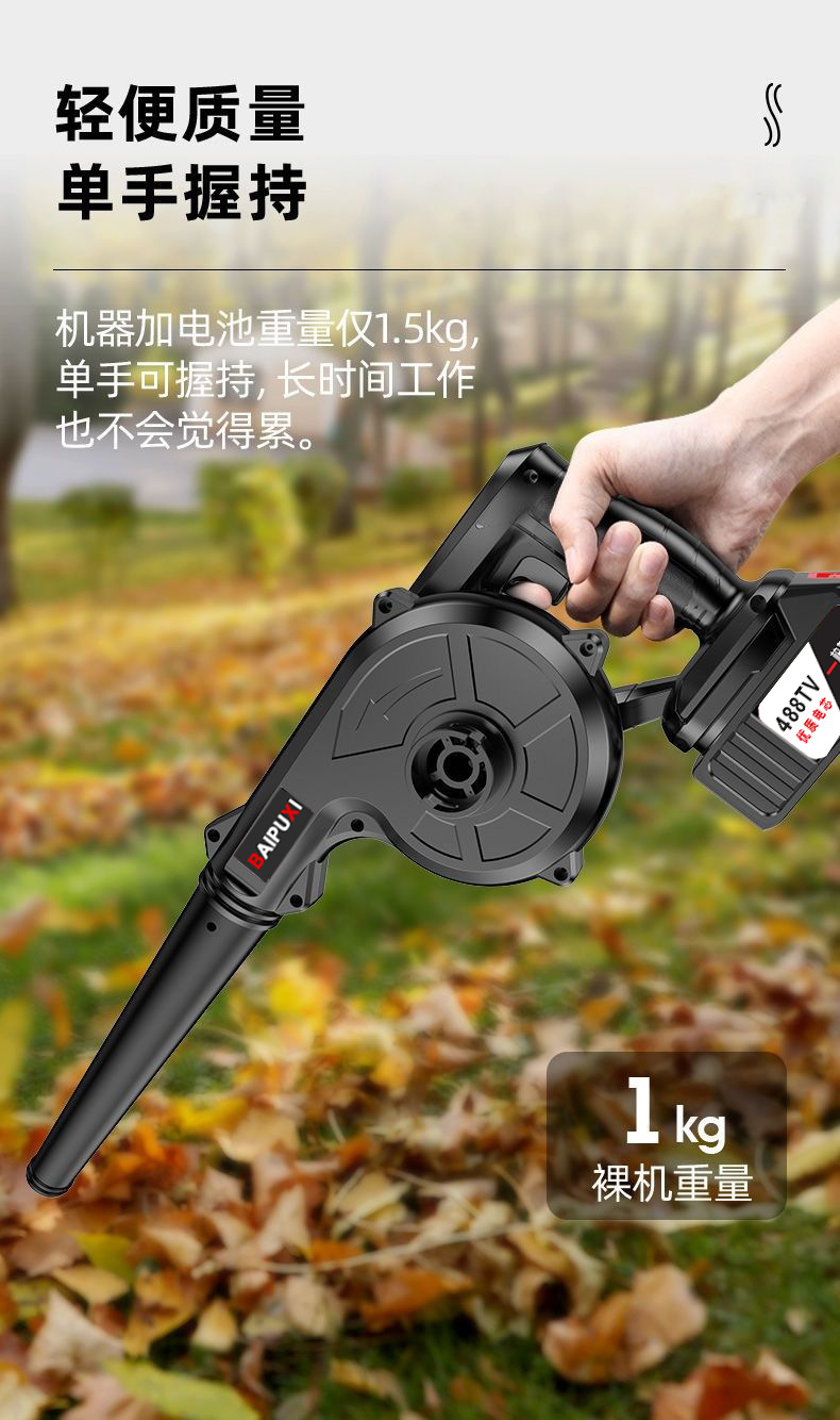 充电式吹风机锂电鼓风机大功率工业小型车载吸尘吹灰吹雪除尘器详情11