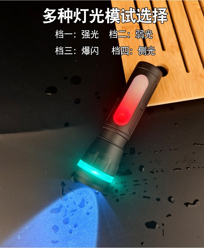 户外强光手电筒 多功能可变焦塑料应急手电usb充电露营地摊照明灯详情7