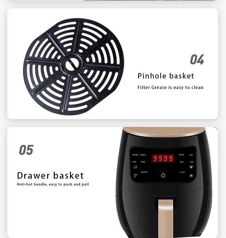 air fryer家用大容量触摸式外贸空气炸锅多功能薯条机智能电炸锅详情21