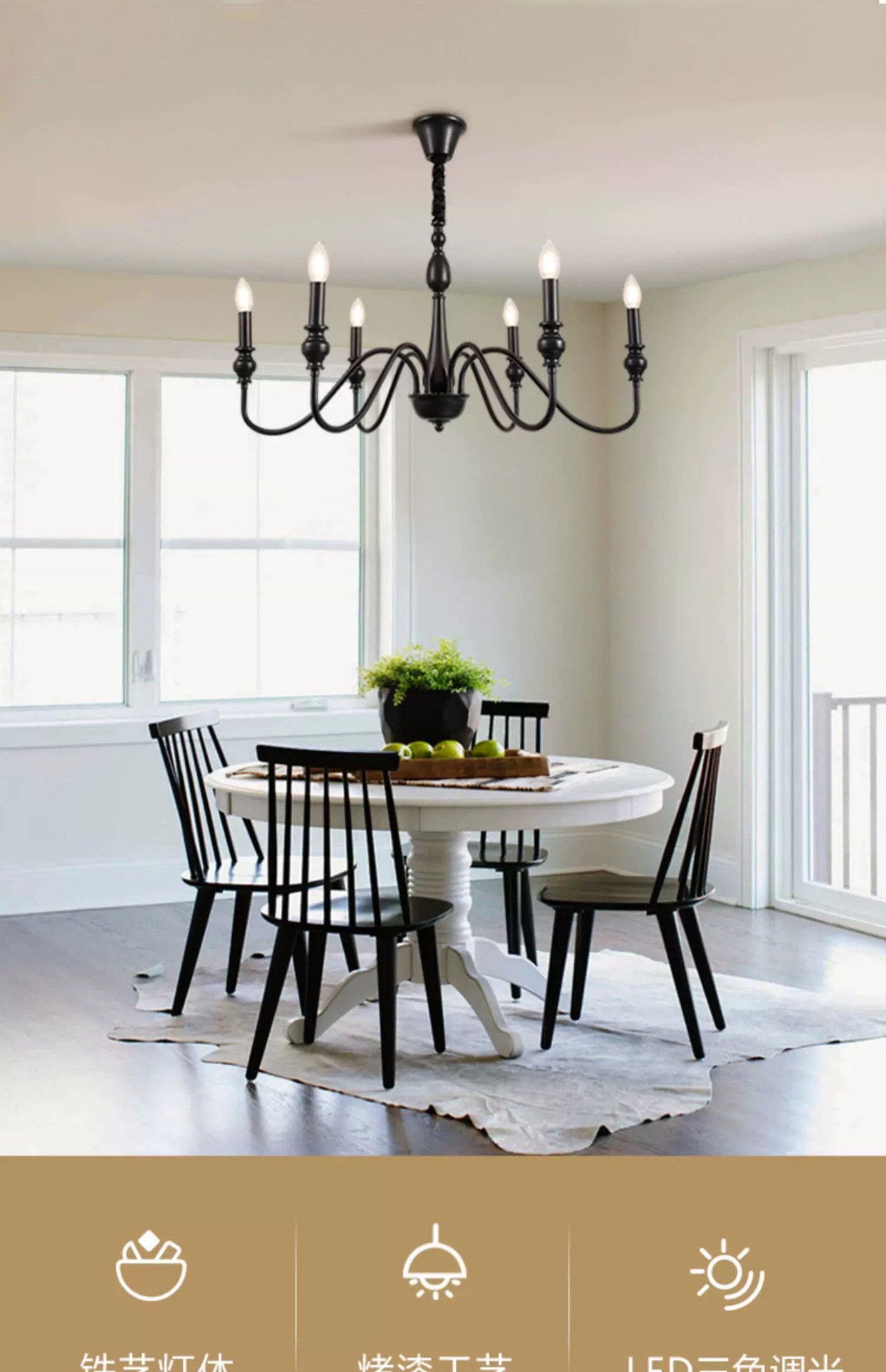 American retro candle chandelier, main light in the hall, black retro living room, French chandelier, new bedroom, Zhongshan lamp pic 4