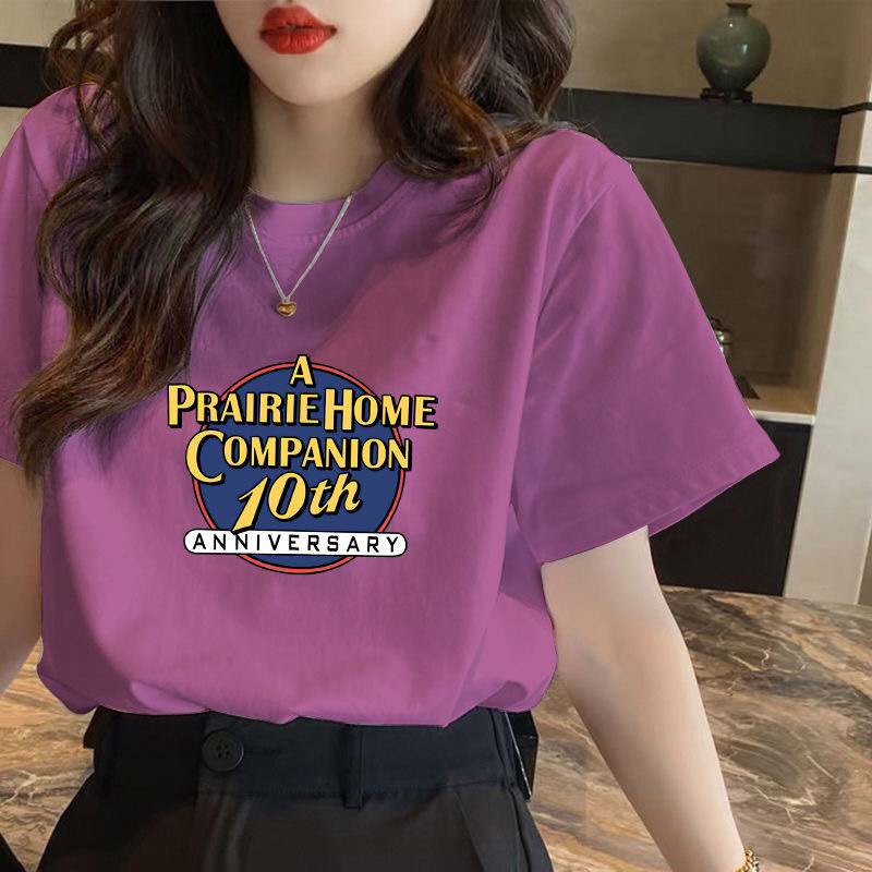 纯棉短袖T恤女夏季薄款简约休闲体恤衫修身显瘦圆领印花上衣潮ins详情15