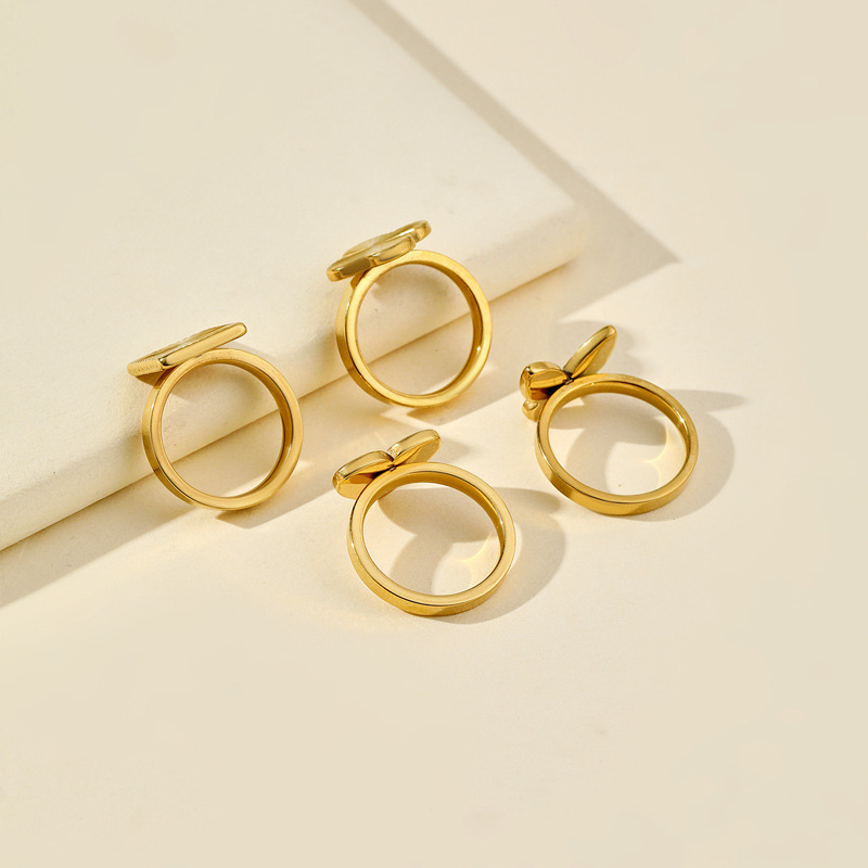 跨境钛钢戒指女小众高级金色纹路爱心 蝴蝶方形不锈钢饰品 厂家详情4